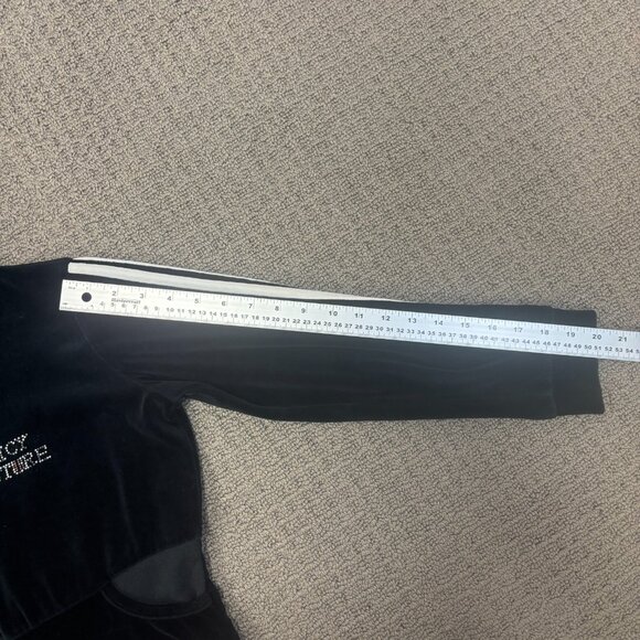 Vintage Juicy Couture Tracksuit Jacket Large Black Velour Cropped Y2K Rhinestone - Picture 7 of 11